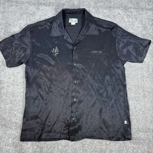 VTG BC Ethic Lounge Shirt Men's Large Black Martini Loop‎ Collar Shiny USA Made